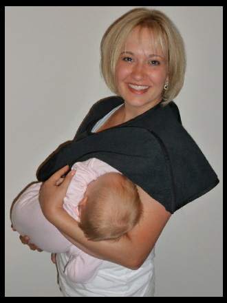Mommy nursing with Peek-a-Bye-Baby cover