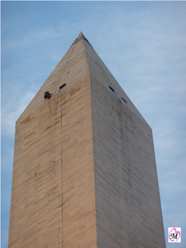 Engineer rappelling washington monument