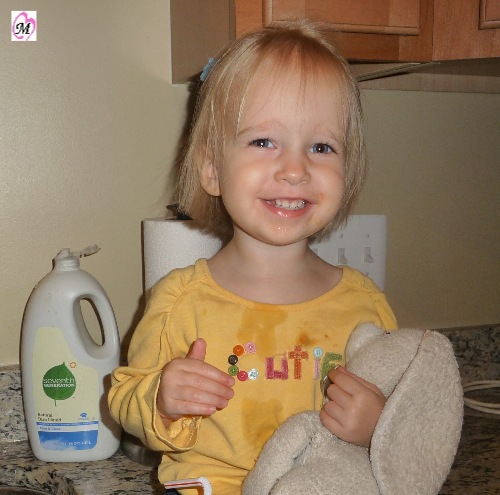 1 year old helping mommy
