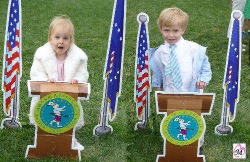 1 year old and 3 year old at White House Easter Egg Roll