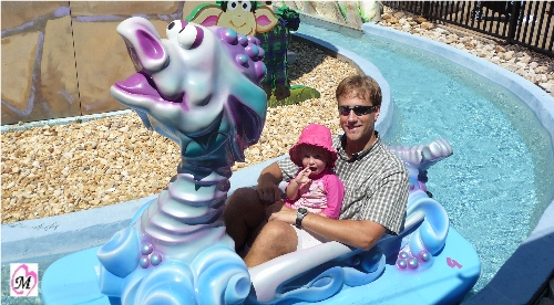 1 year old on ride at Busch Gardnes
