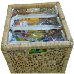 Store bags in bins or toy chest